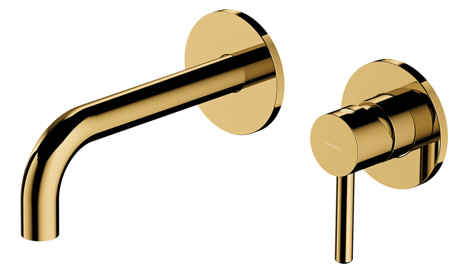 Gold Coloured Brass Bathroom Basin Concealed Mixer Tap Single Spout Lever