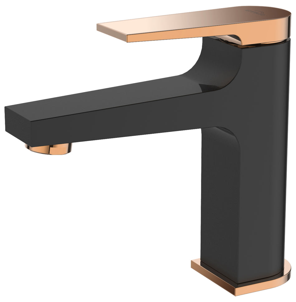 Black/Rose Gold Brass Bathroom Basin Faucet Mixer Tap + Click-Clack Plug