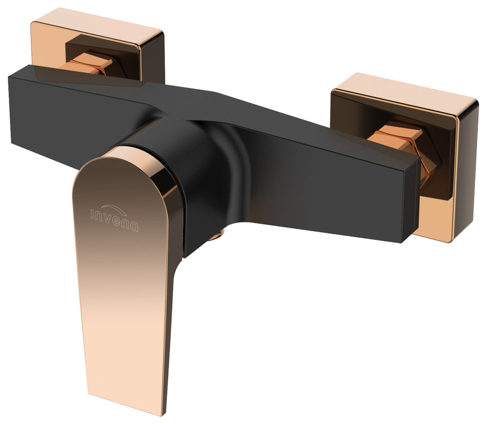 Black/Rose Gold Brass Bathroom Shower Faucet Single Lever Wall Mounted Mixer Tap