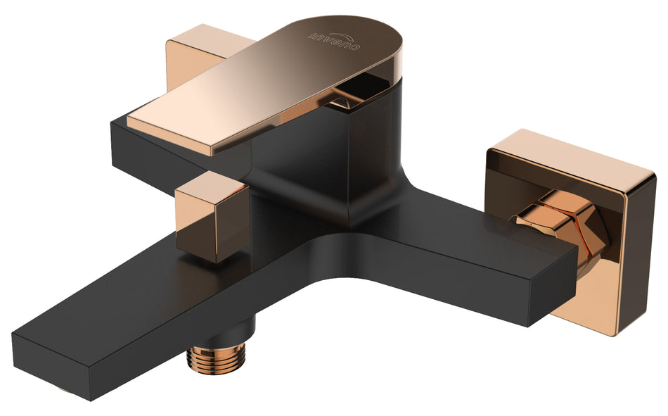 Black/Rose Gold Brass Bathroom Bath Faucet Mixer Wall Mounted Bathtub Tap