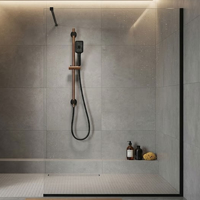 Black/Rose Gold Shower Bar Head Riser Rail Bathroom Handshower Column Set