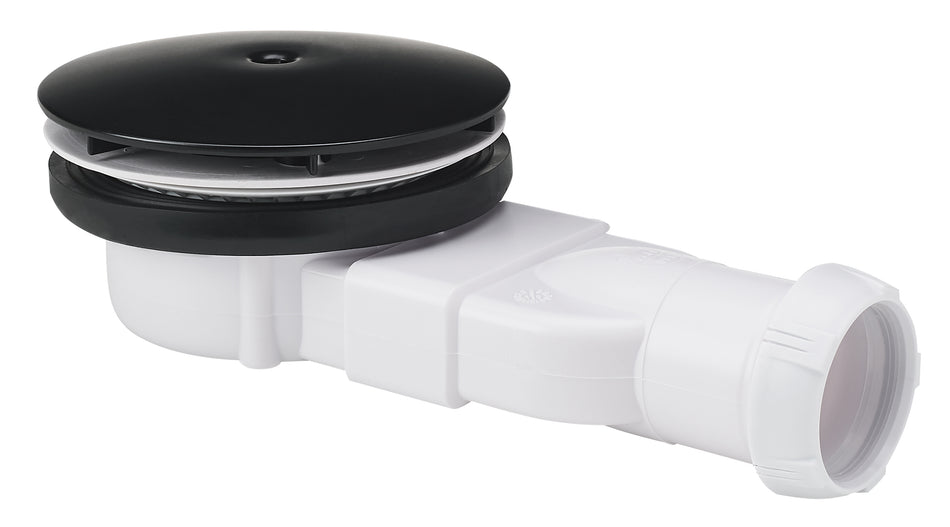 Black Dome DN40 Slim Shower Drain Waste Trap Super Flat Cup-Connection 24l/min