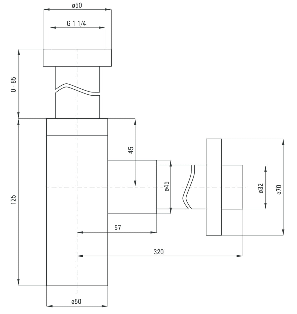 White Finished Brass Waste Bottle Trap Drain Siphon Basin Bathroom Sink