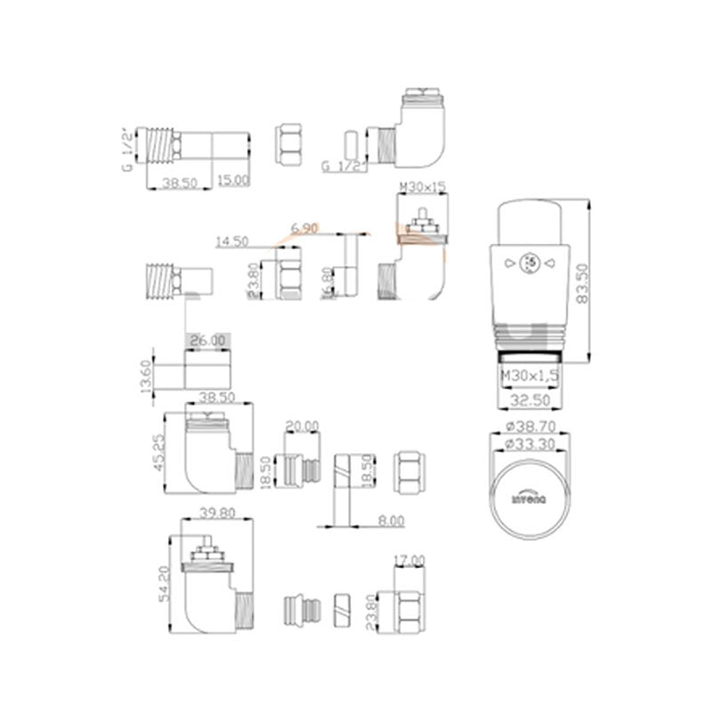 Graphite Axial Thermostatic Angled Set Heater PEX/Copper Radiator Connection