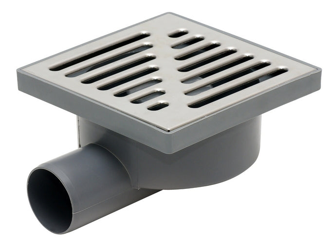Side Outlet Stainless Steel Grid 150x150mm Floor Ground Waste Drain Gully Trap