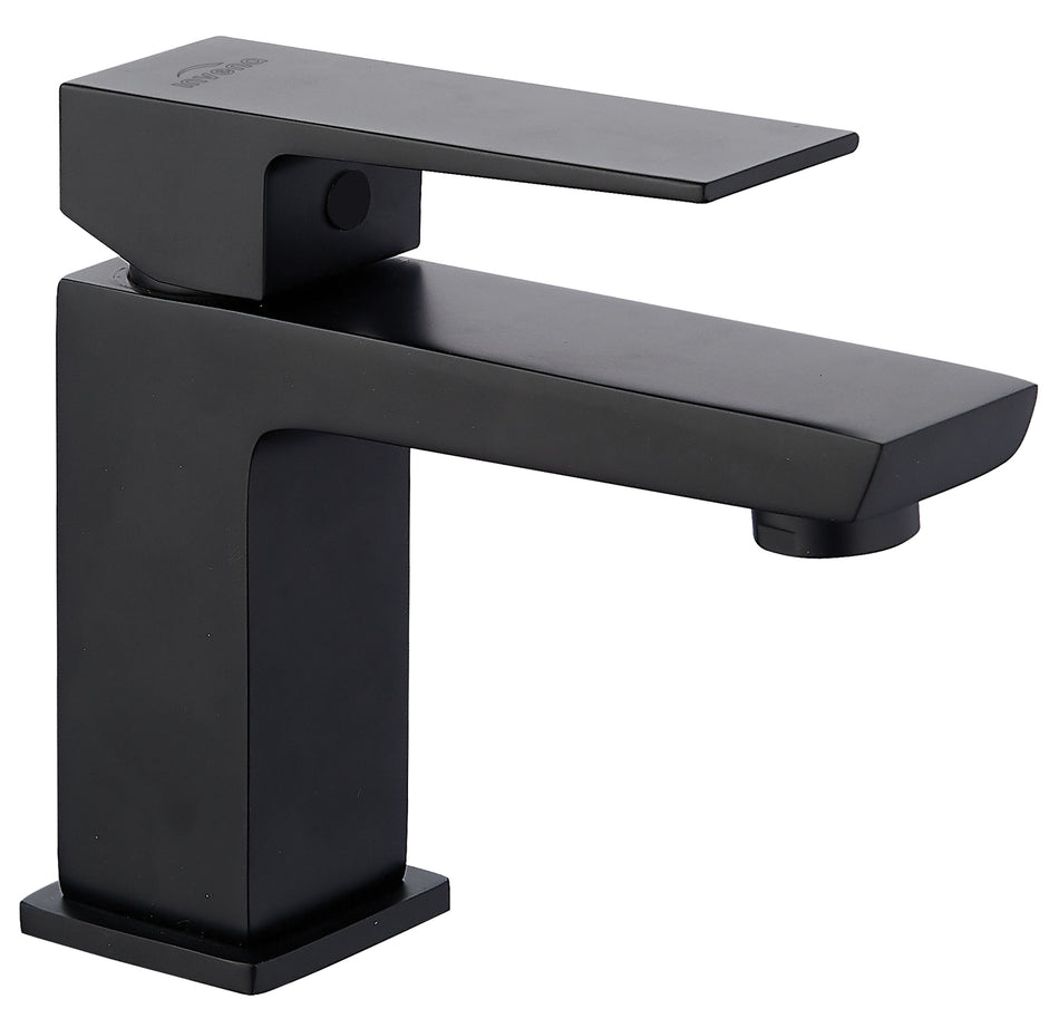 Rectangle Shaped Basin Faucet Bathroom Black Brass Ceramic Mixer Deck Mounted