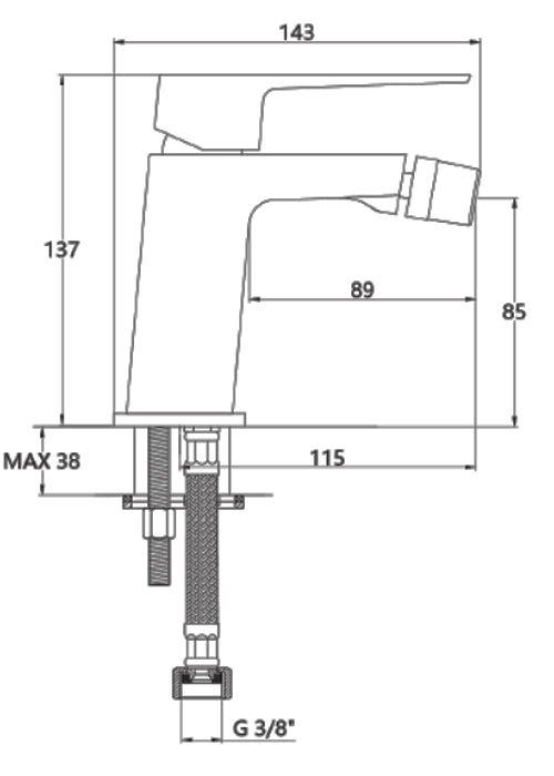Rectangle Shaped Bidet Faucet Bathroom Black Brass Ceramic Mixer Deck Mounted