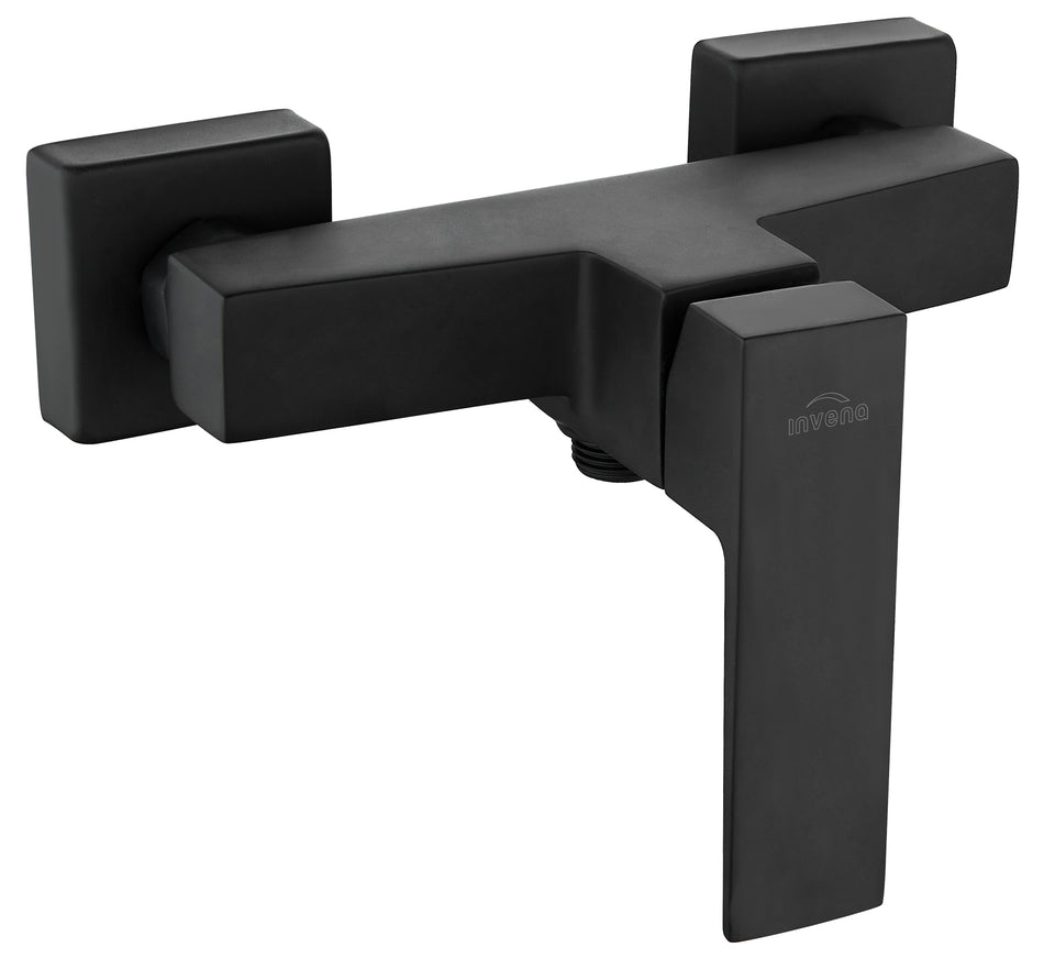 Rectangle Shaped Shower Tap Faucet Bathroom Black Brass Ceramic Mixer Wall Mounted