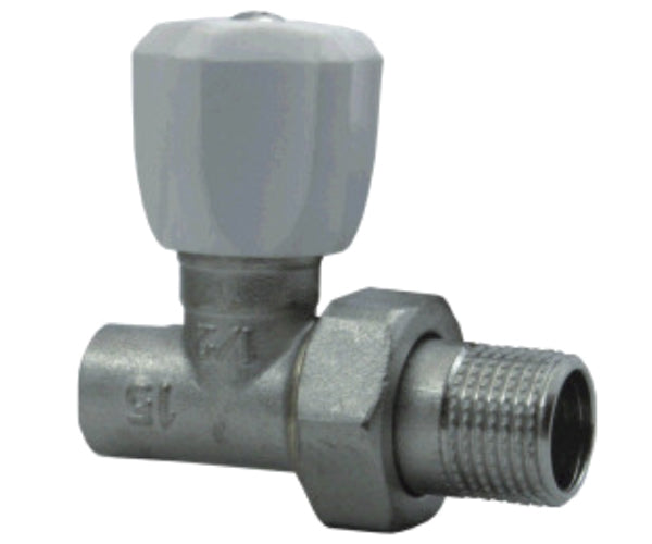 Straight 15mm x 1/2 Inch Male BSP Soldered Radiator Heater Valve with Handle