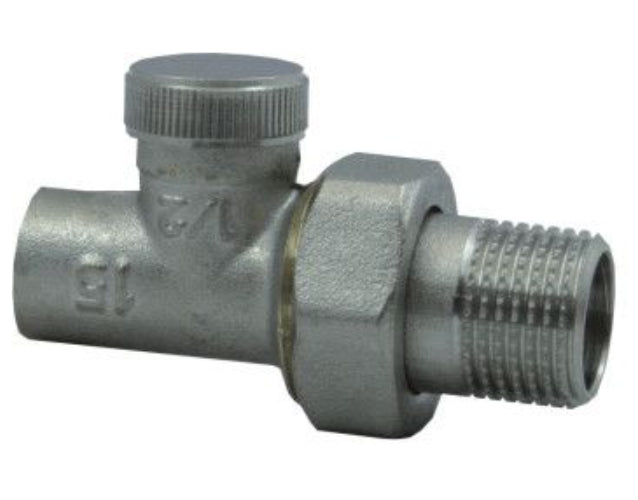 Straight Shutoff Valve 15mm x 1/2 Inch Male BSP Soldered Radiator Heater