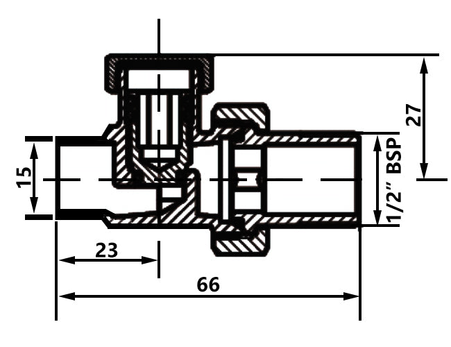 Straight Shutoff Valve 15mm x 1/2 Inch Male BSP Soldered Radiator Heater