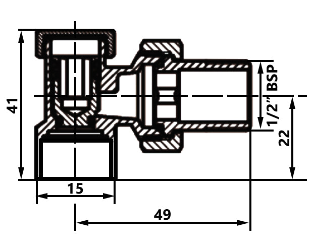 Angled Shutoff Valve 15mm x 1/2 Inch Male BSP Soldered Radiator Heater