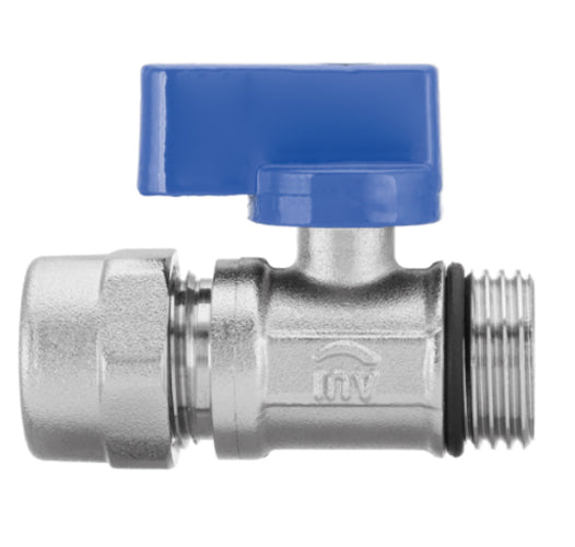 Blue Handle Cold Water PEX 16mm x 1/2" Male BSP Shut-Off Valve Compression Pipe