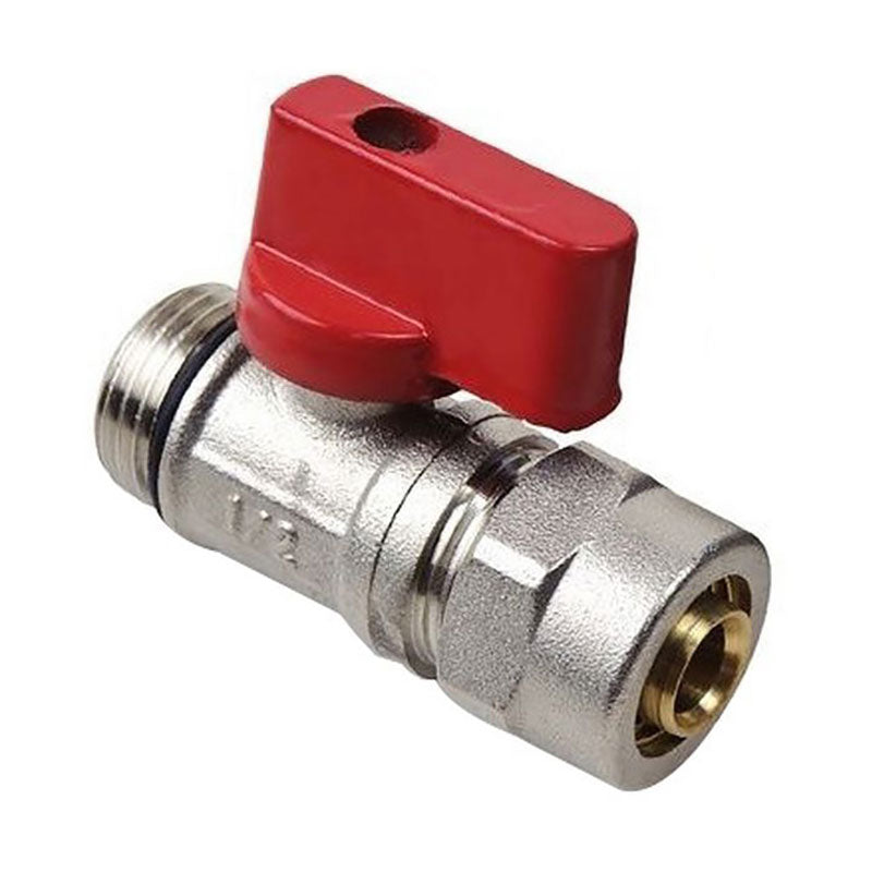 Red Handle Hot Water PEX 16mm x 1/2" Male BSP Shut-Off Valve Compression Pipe