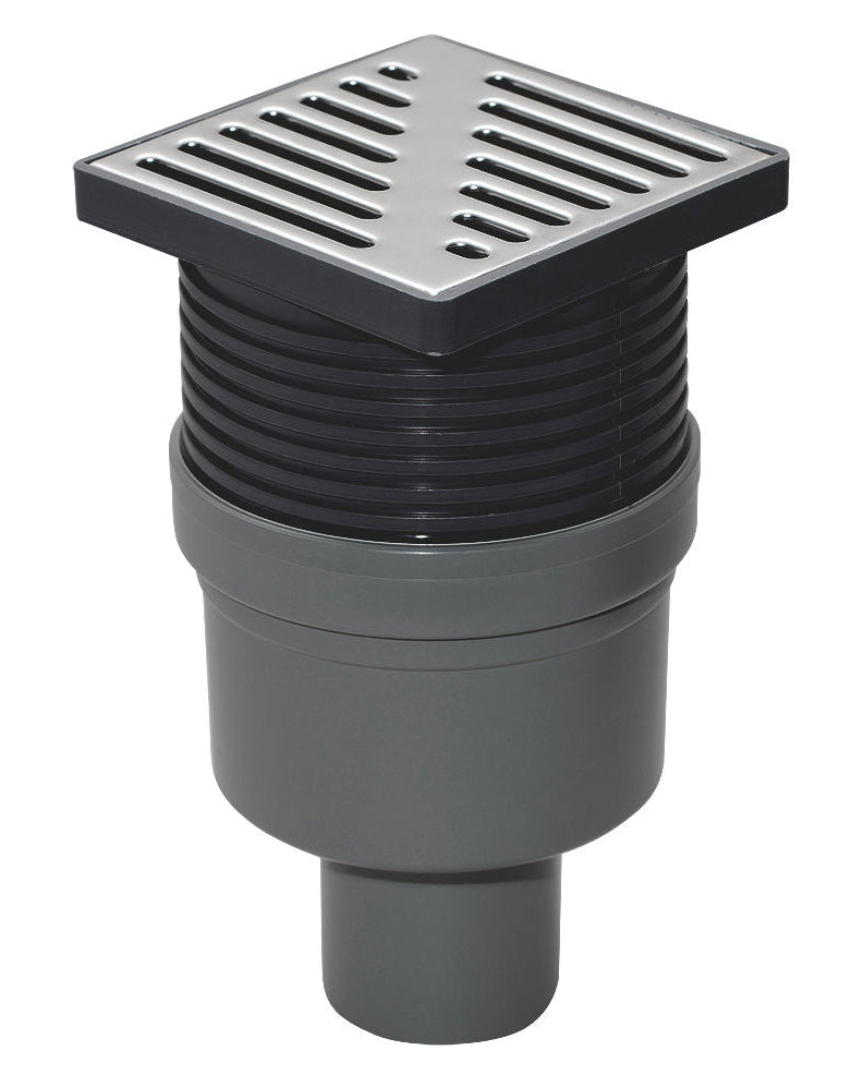 Regulated Height Bottom Outlet 100x100mm Floor Ground Waste Drain Gully Trap