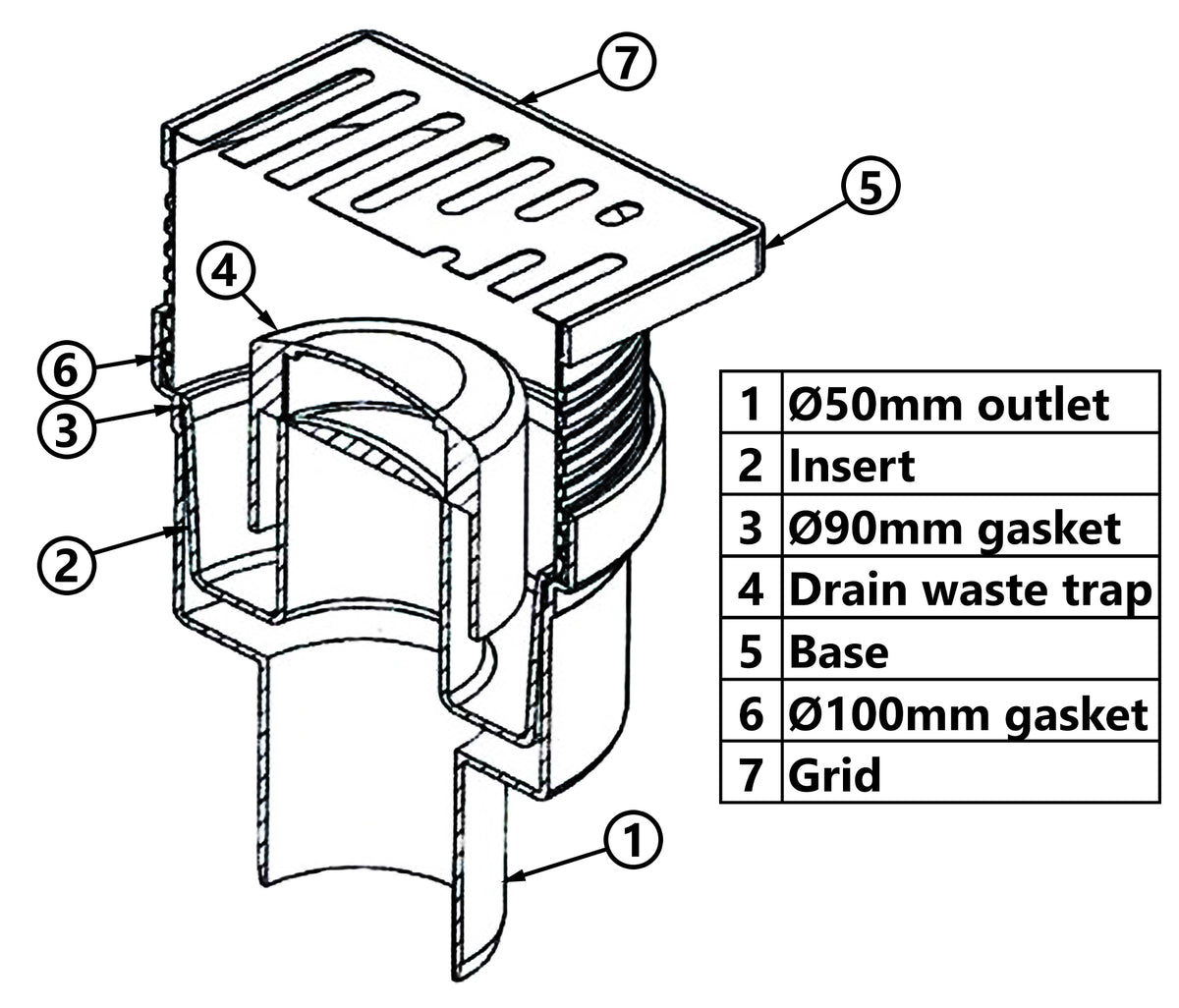 Gully Outset Regulated Height Bottom Outlet 100x100mm Floor Ground Waste Drain Gully ...