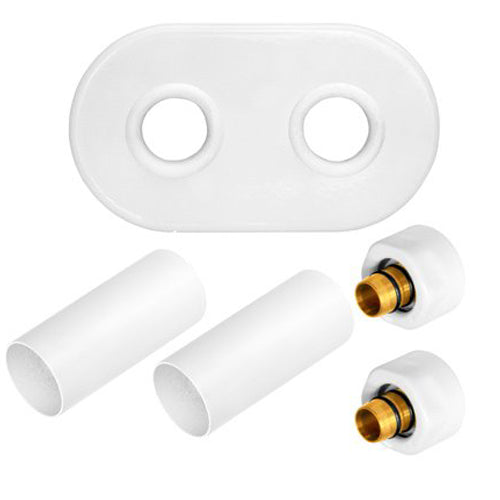 White Collar +2x PEX Connectors Set Radiator Masking Decorative Heater Cover