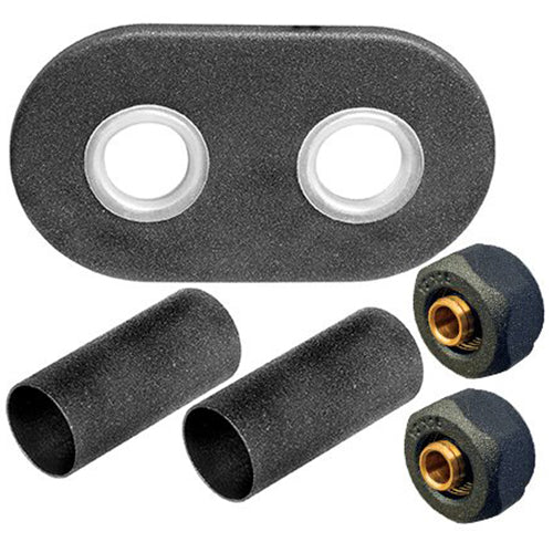 Graphite Collar +2x PEX Connectors Set Radiator Masking Decorative Heater Cover