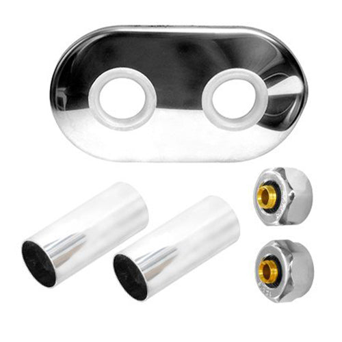 Chrome Collar +2x PEX Connectors Set Radiator Masking Decorative Heater Cover