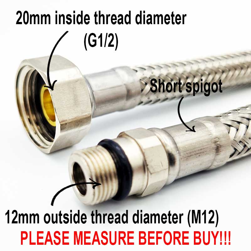 80cm Long M12 x 1/2" Inch BSP Flexible Tap Connector Faucet Tail Hose Water Pipe