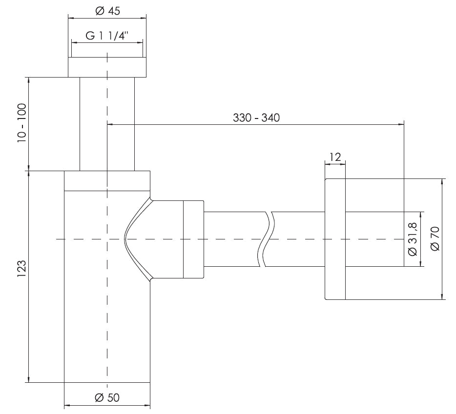 Gold Colour Finished Bathroom Basin Drain Waste Bottle Sink Outlet Siphon