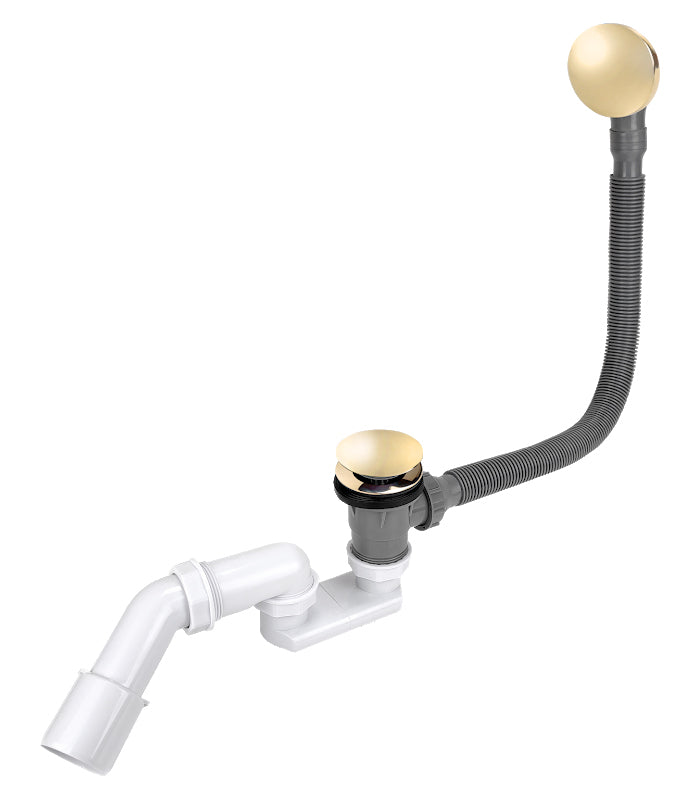 Gold Colour Finished Bathtub Drain Waste Bath Long Flexible Siphon Bathroom
