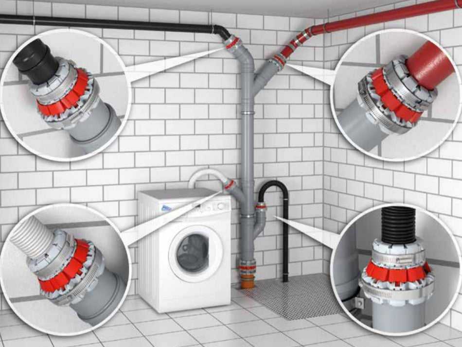 75-110mm Universal Coupling Connector Drain Pipes Various Sizes Types Materials