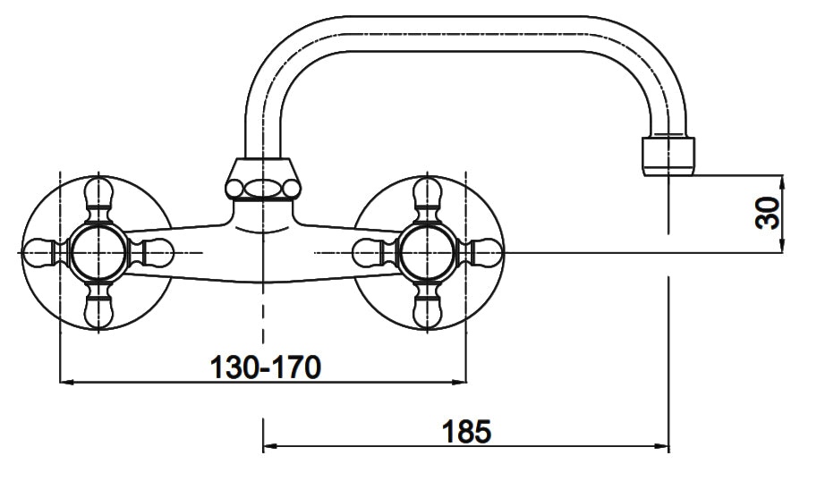 Chrome/Gold Colour Finishing Kitchen Tap Water Wall Mounted Faucet Cross Head