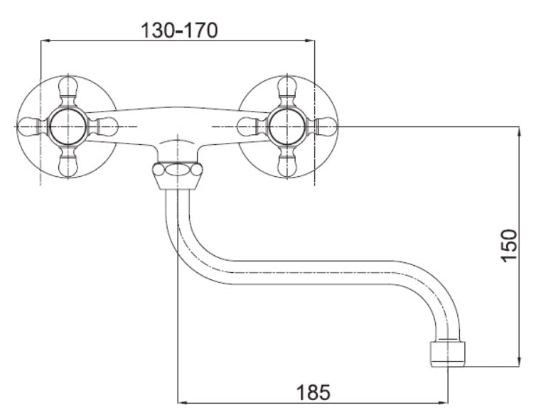 Chrome/Gold Colour 'S' Spout Type Finishing Kitchen Tap Wall Faucet Cross Head