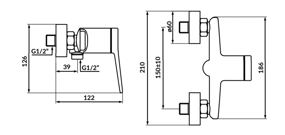 White/Rose Gold Finishing Shower Tap Wall Mounted Mixer Single Lever