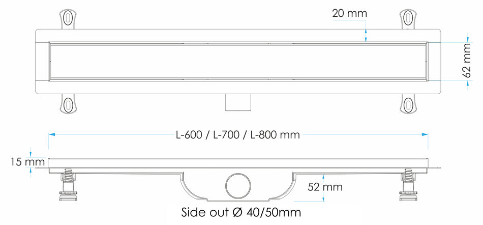 800mm Long Inox Walk-in Bathroom Floor Linear Shower Tile Mounting Channel Drain