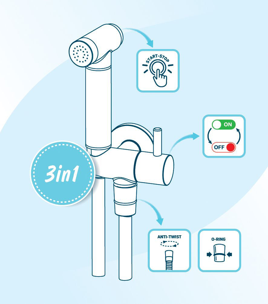 Chrome Finished Brass Bidet Tap Expendable Handle 1.5m Hose Angled Connection