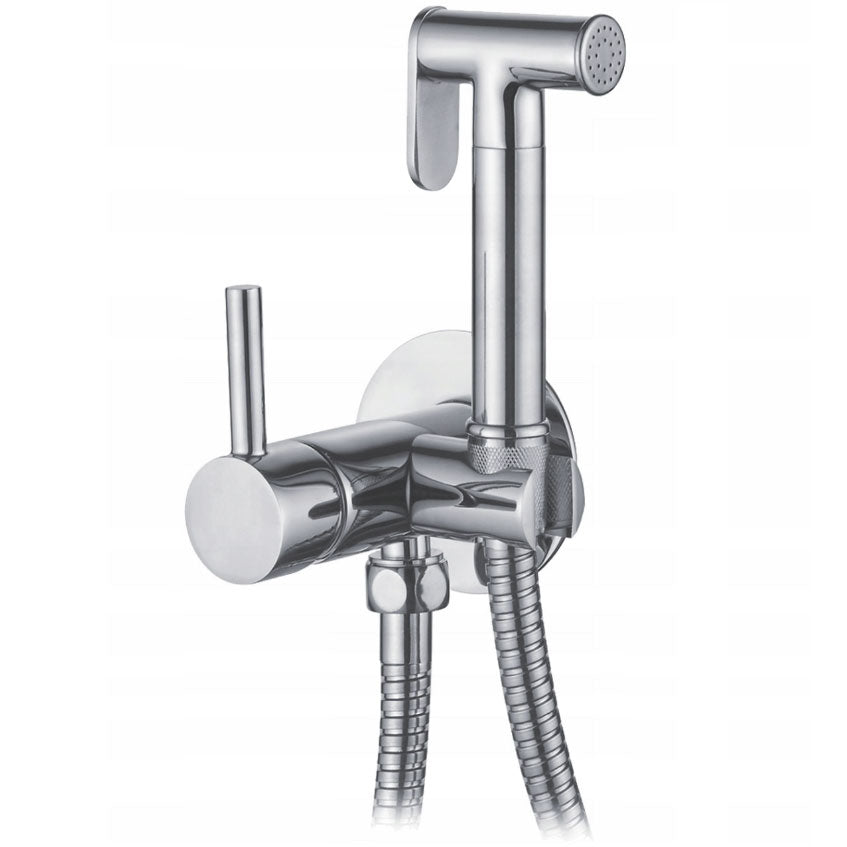 Chromed Brass Wallmounted Bidet Tap Ceramic Head Mixer Expendable Handle