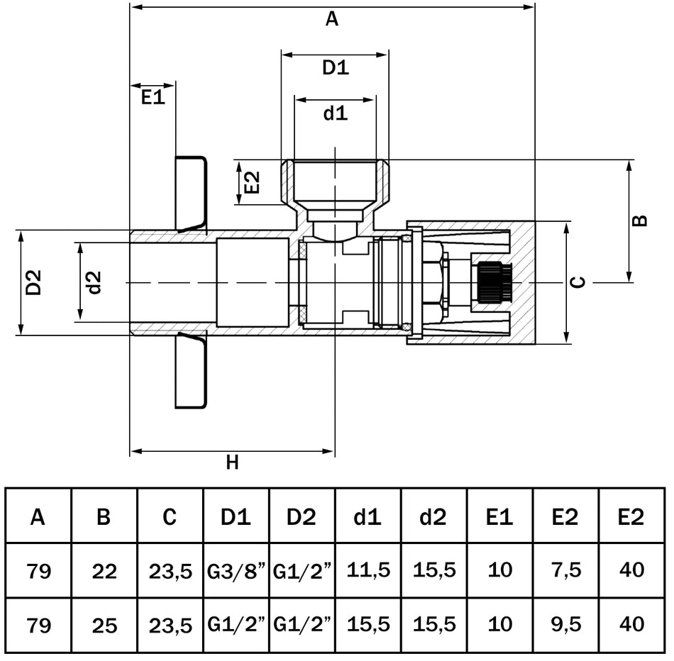 Gold Brass 1/2" x 1/2" BSP Basin Hose Valve Water Tap Cut-Off