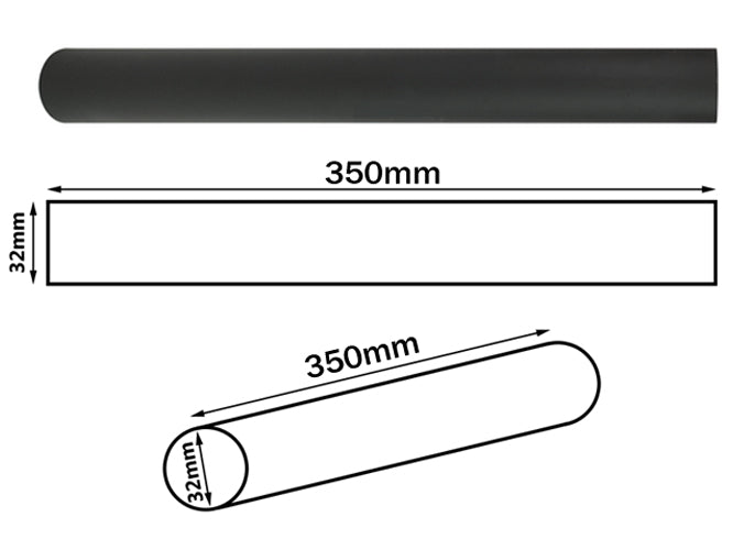 Black 350mm Long Pipe 32mm Wide Drain Waste Trap Replacement Part