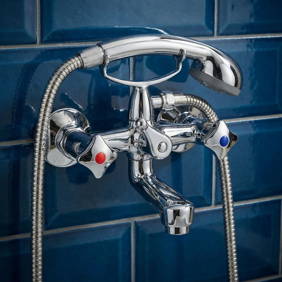 Robinet Mitigeur Baignoire Chrome Mural Traditionnelle