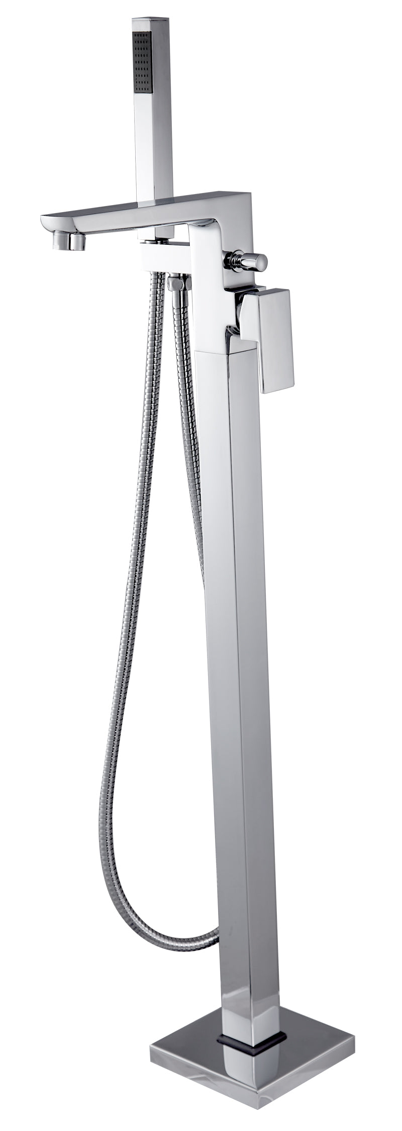 Freestanding Chrome Bath Tap Rectangle Shaped Bathtub Tall Faucet Shower Mixer