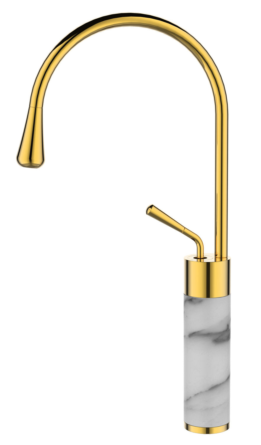 Gold/White Marble Kitchen Sink Tap Bathroom Basin Mixer Bar Standing Faucet