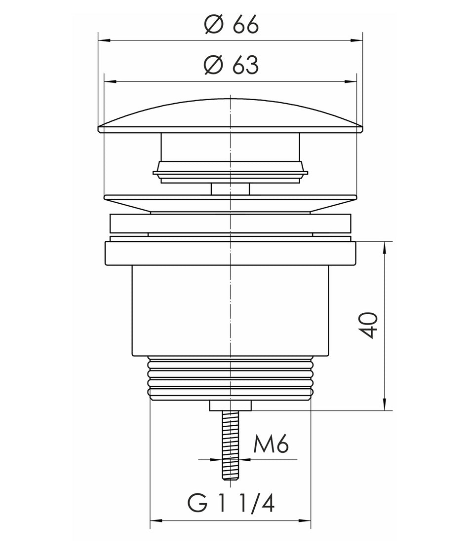 White Colour Finished Click-Clack Bathroom Drain Waste Button Universal Type