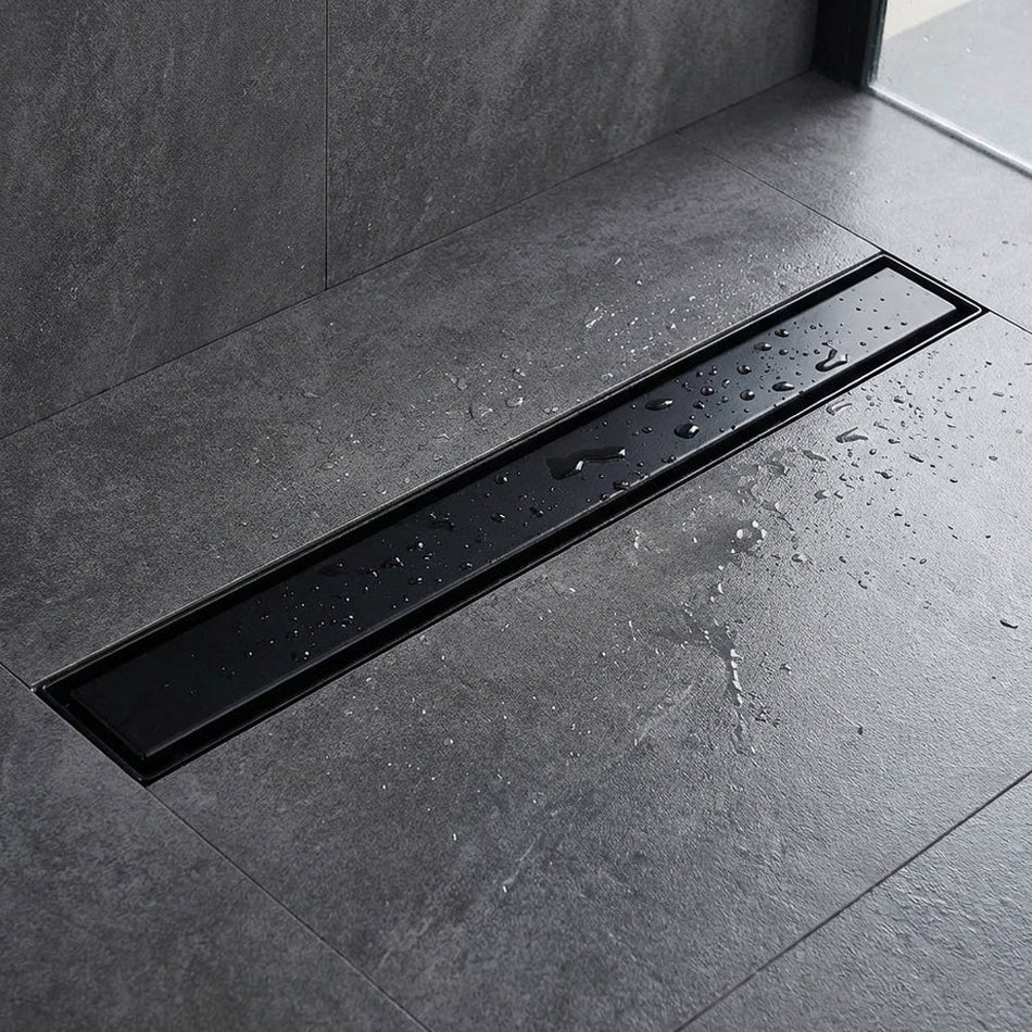 70cm Shwarzfarben Rostfreier Stahl Badezimmerboden Lineares Duschabflussblech
