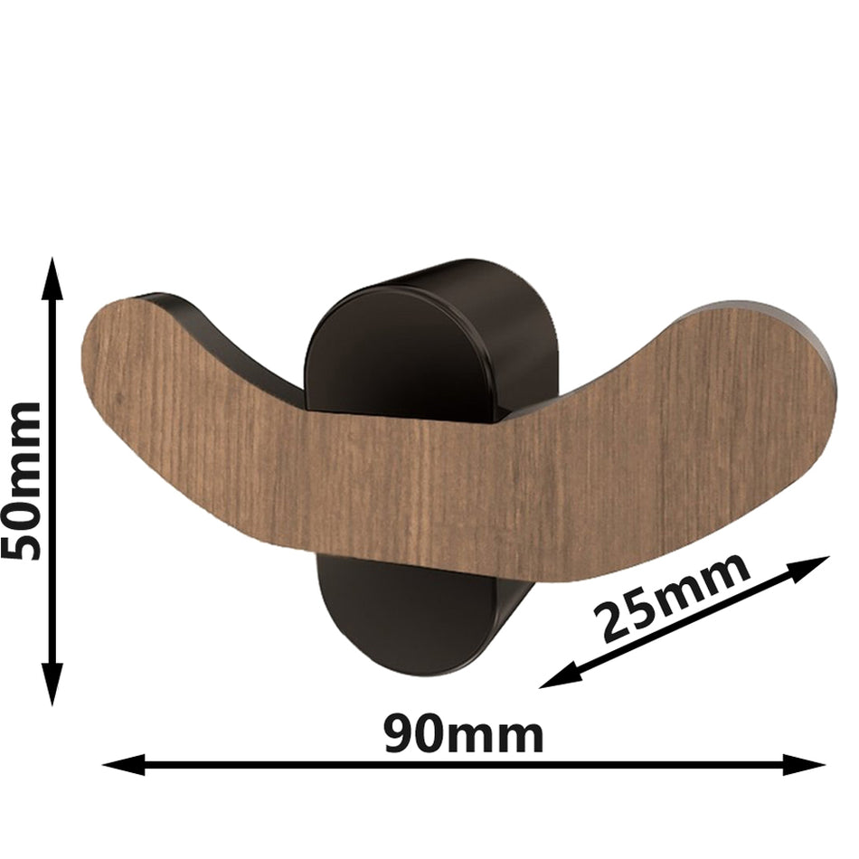 Matte Black/Brown Double Hook Towel Hanger Wall Mounted WC Bathroom Accessories