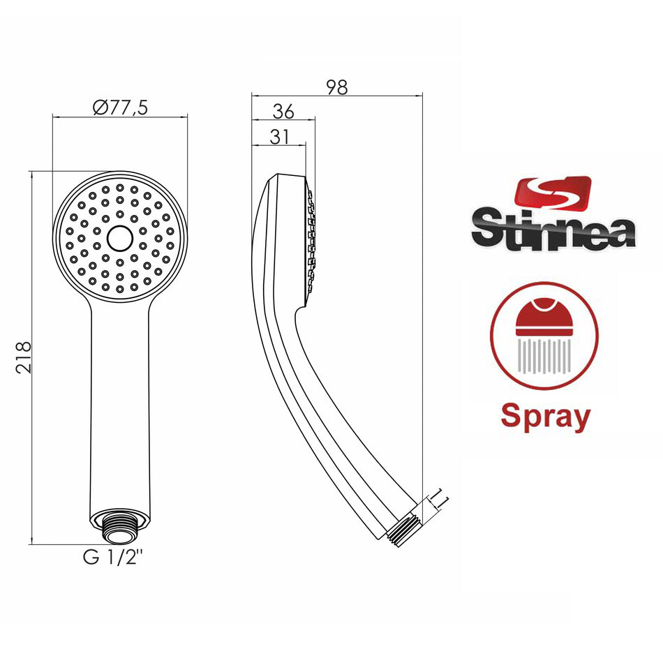 Słuchawka Prysznicowa LEO 1-funkcyjna Chromowana
