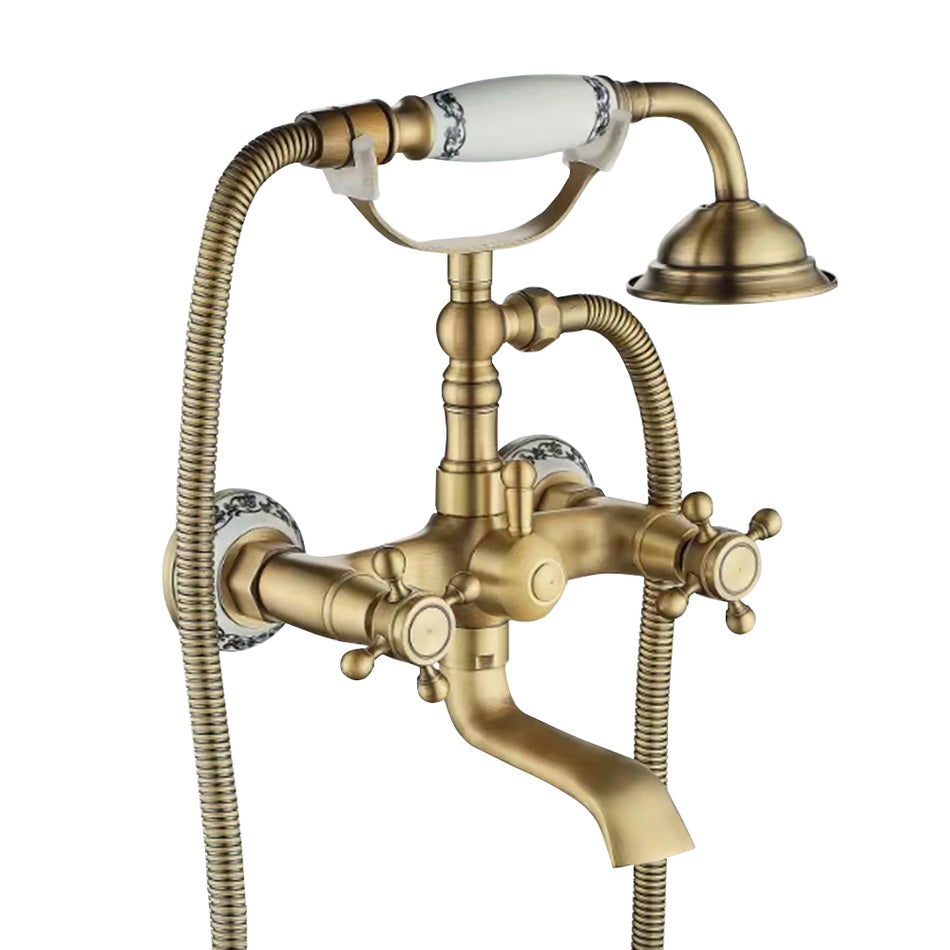 Bath Tap Mixer Faucet Shower Head REA Rustico Antique Gold