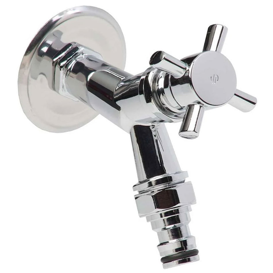 Vintage Garden Outside Tap Polished Chrome 1/2" Inch BSP Cross Head