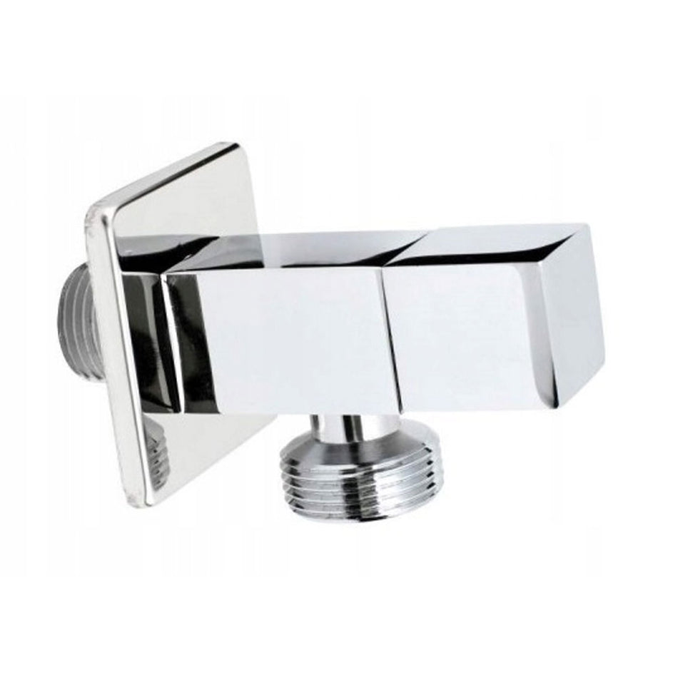 1/2" x 3/4" Inch BSP Angled Ceramic Head Valve Chromed Square Shaped Tap Connector