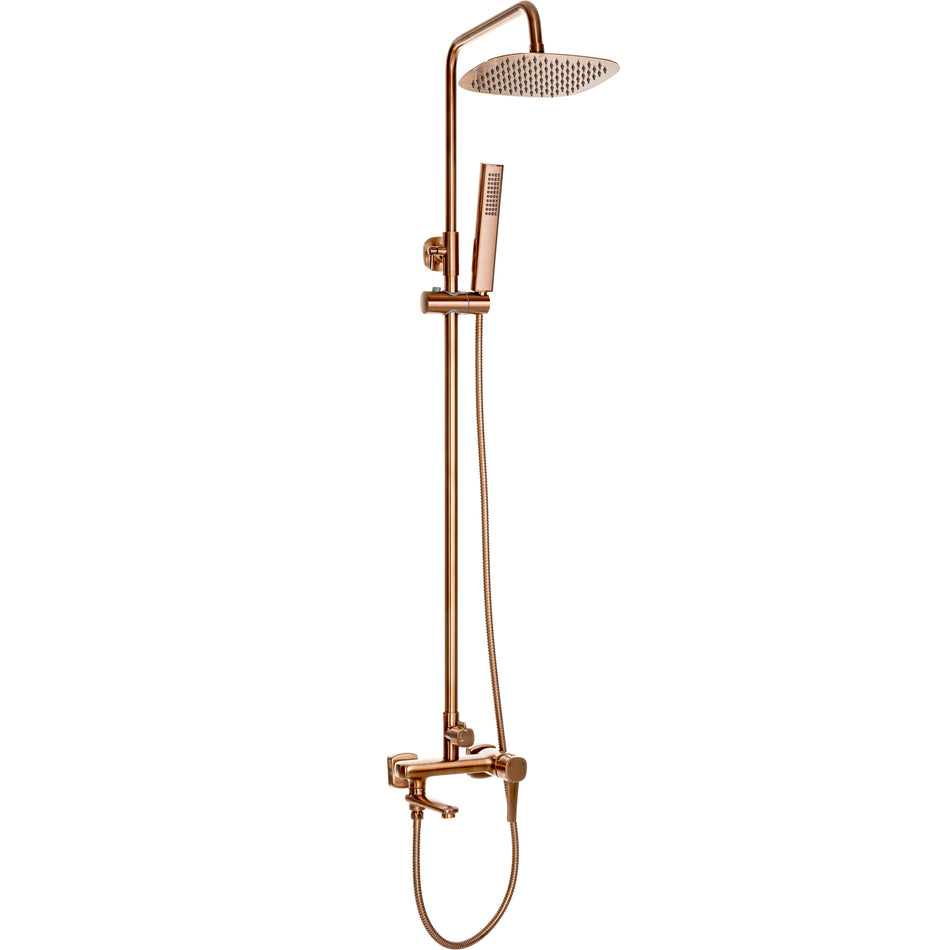 Copper Shower Column Rail Rainfall Wallmounted Set with Handshower GLAMOUR