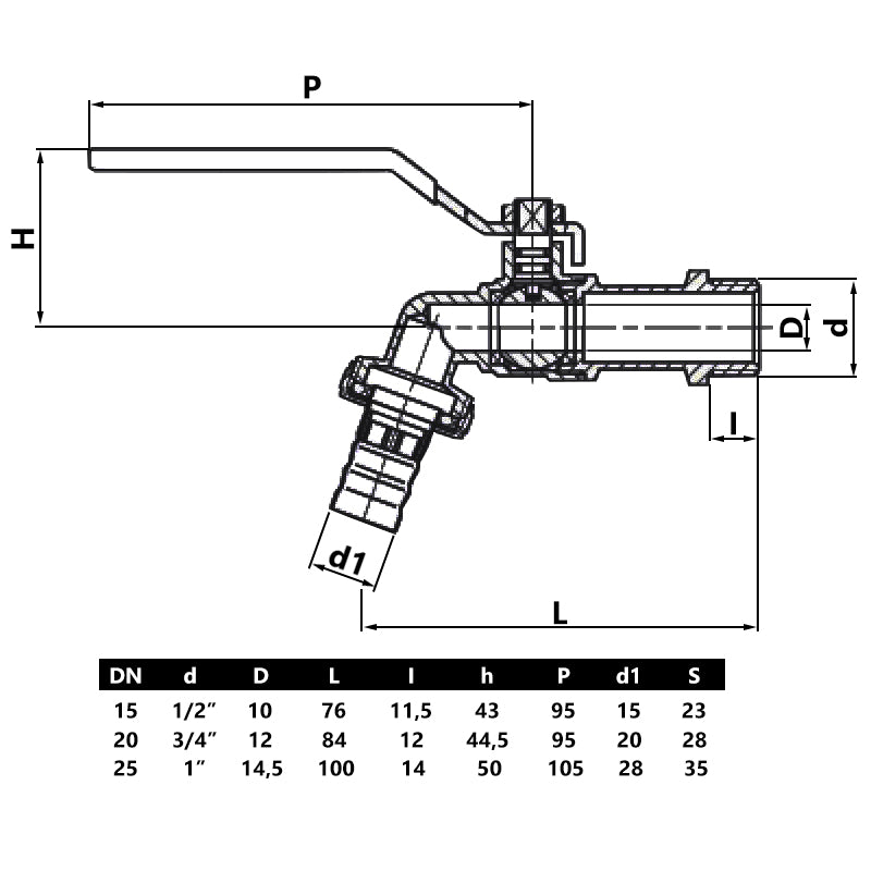 3/4 Inch Garden Tap Qoarter Turn Water Lever Type Valve Red Handle