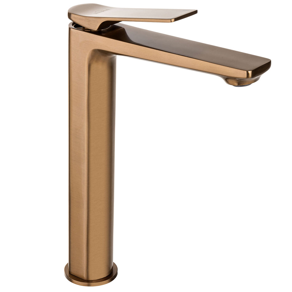Tall Brushed Copper Bathroom Sink Tap Basin Standing Faucet Mixer NERI PLUS