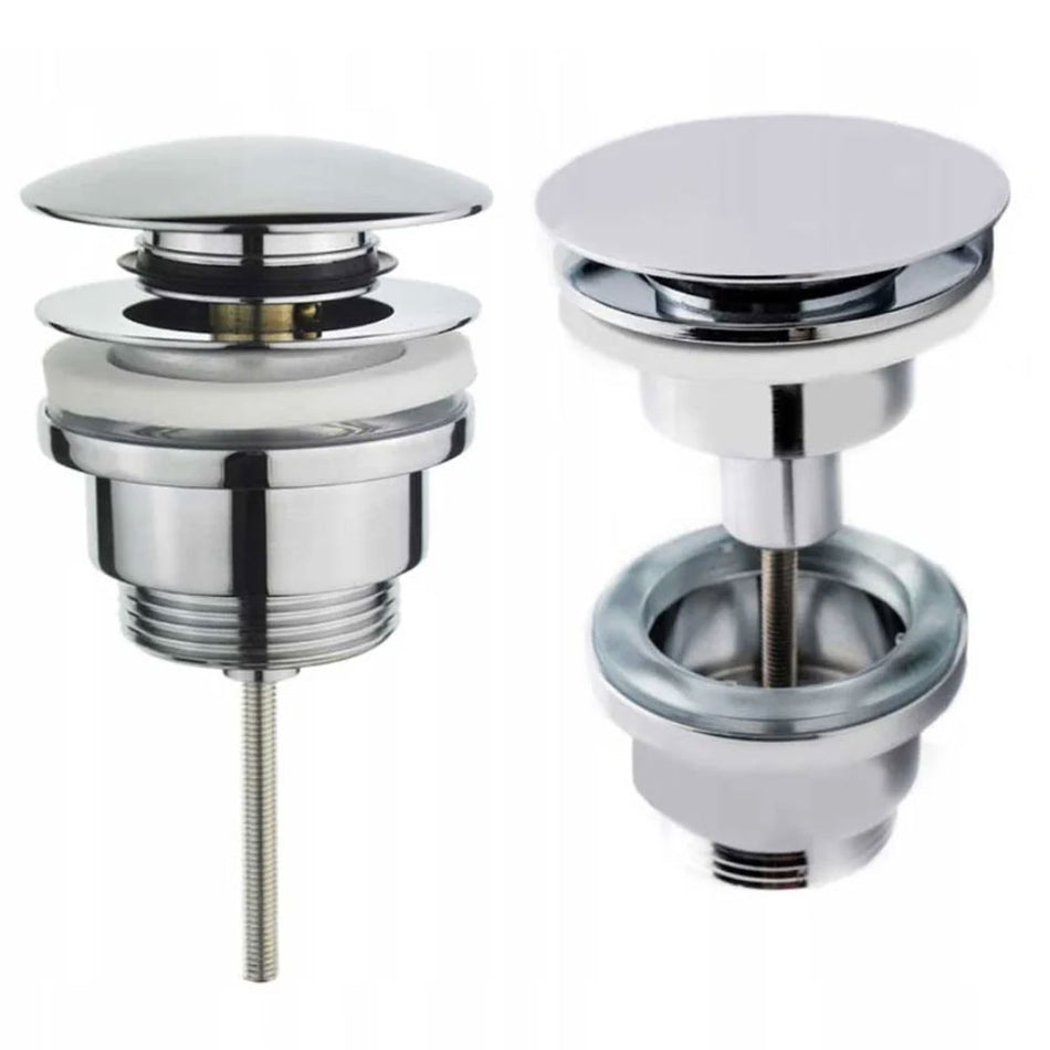 Chrome Bathroom Pop Up Sink Plug Waste Push Type Click-Clack Button